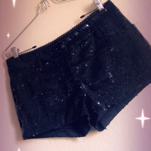 Black Sequin Bling Shorts